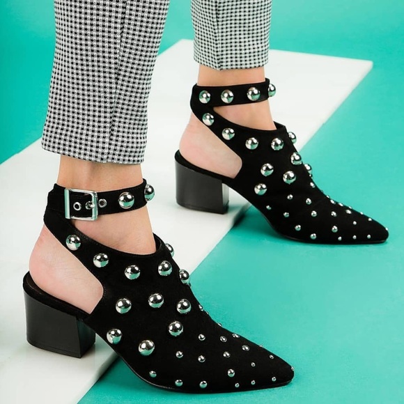 HP! Silver Metal Studded Black Booties - Picture 3 of 8